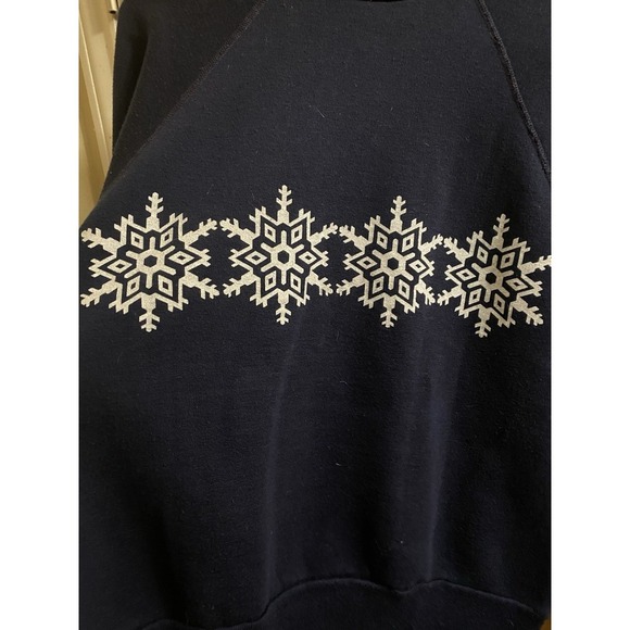 Vintage Alaska Travel Vacation Sweatshirt Navy Blue Snowflake 90s Cotton Blend M - Picture 10 of 12
